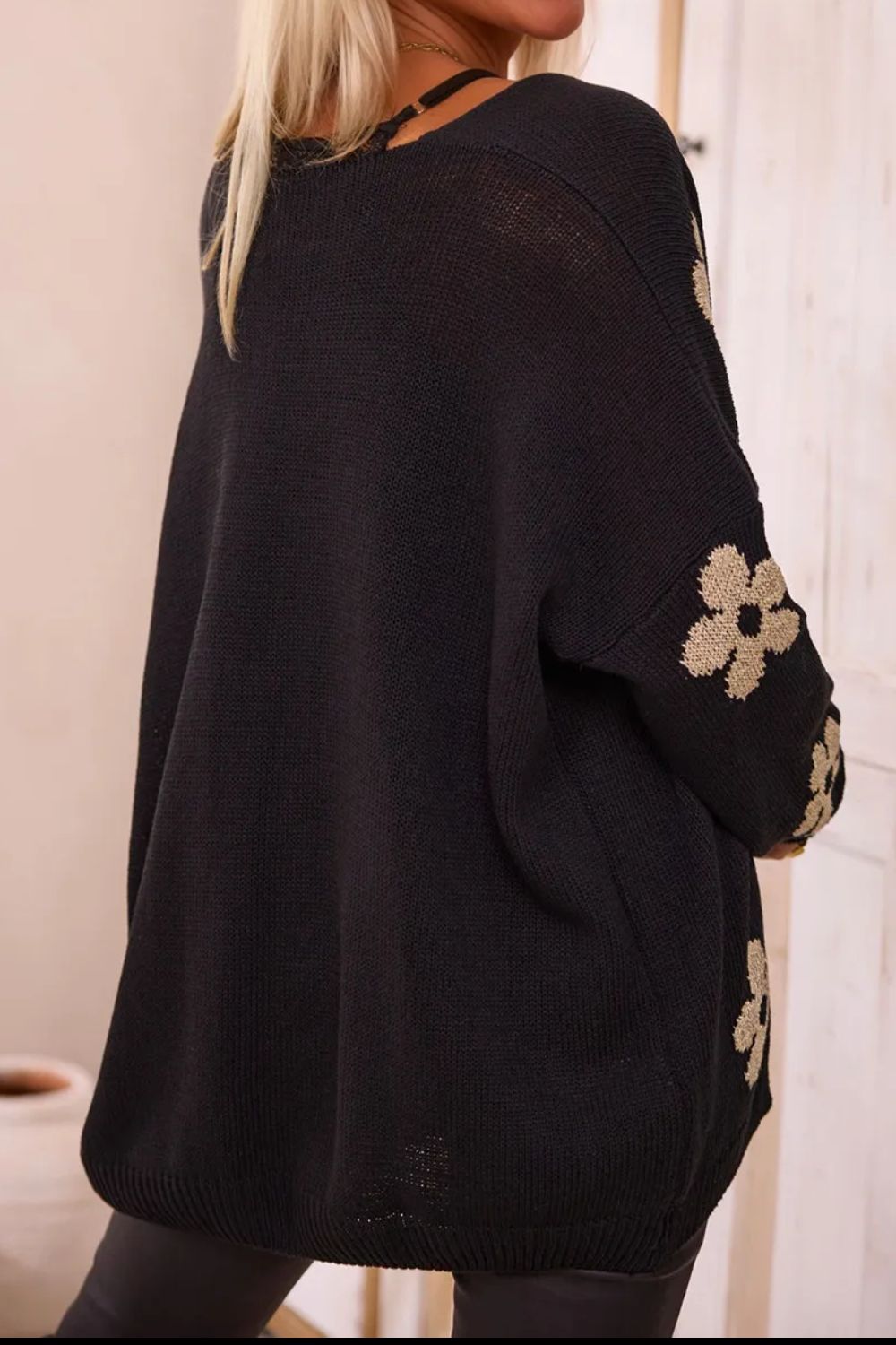 Flower Open Front Long Sleeve Cardigan - The Goddess Galleries