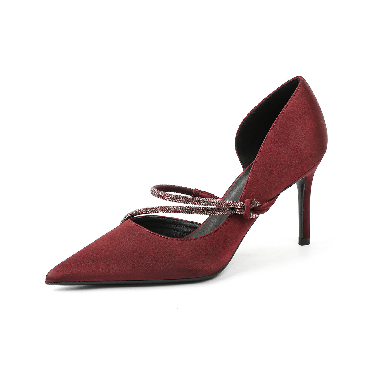 Point Toe Rhinestone High Heel Pumps - The Goddess Galleries