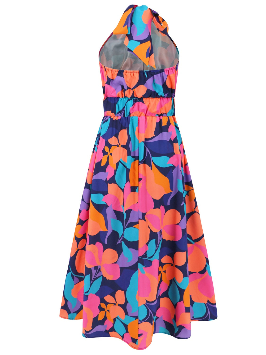 Ruched Printed Halter Neck Dress - The Goddess Galleries