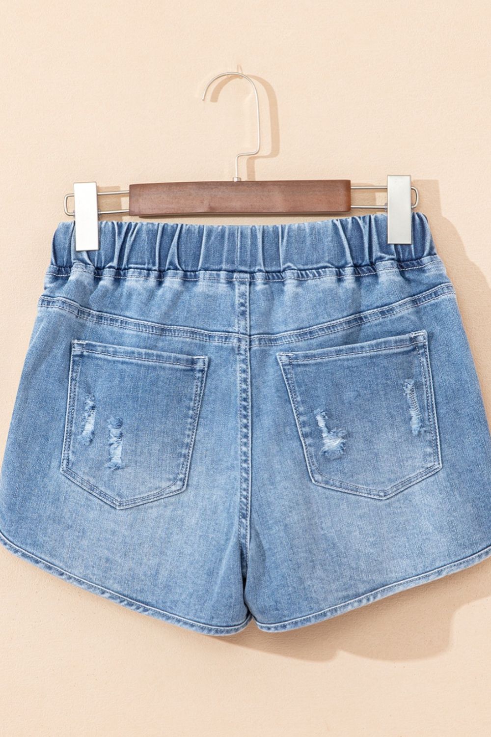 Drawstring High Waist Distressed Denim Shorts - The Goddess Galleries