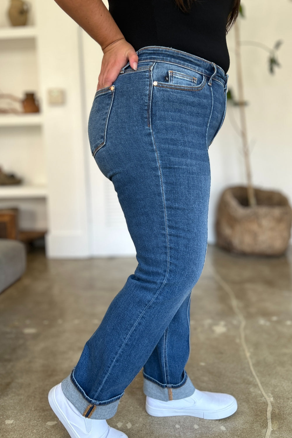 Judy Blue Full Size High Waist Front Seam Detail Straight Jeans - The Goddess Galleries