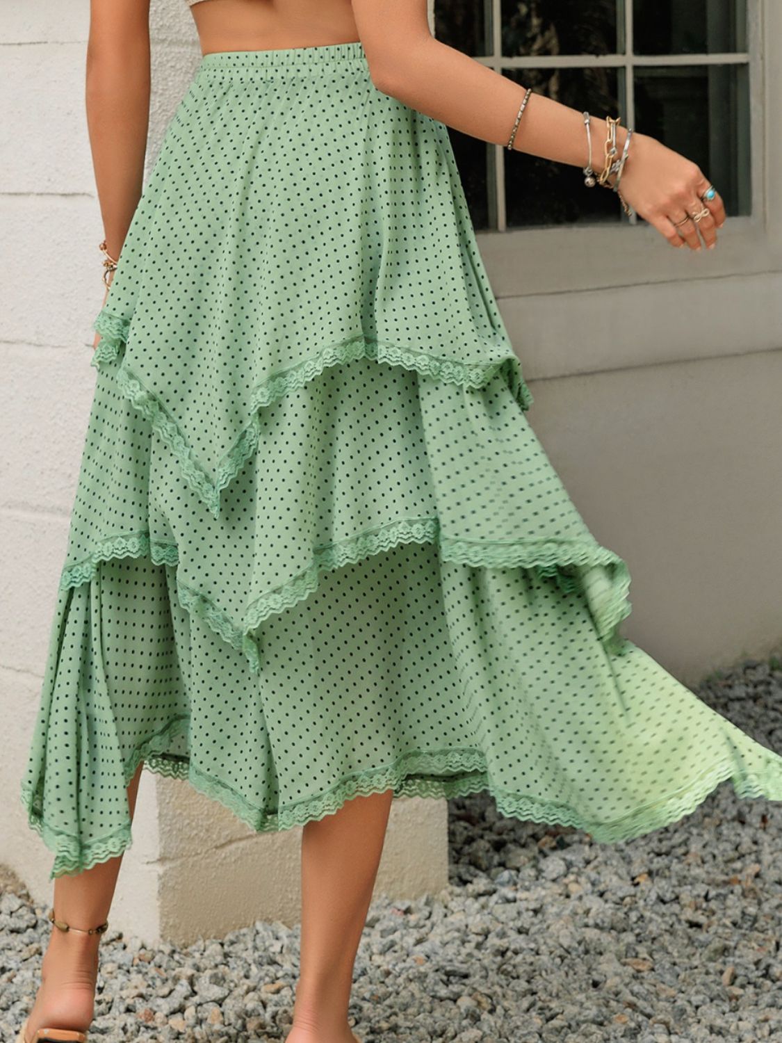 Lace Detail Layered Printed Skirt - The Goddess Galleries