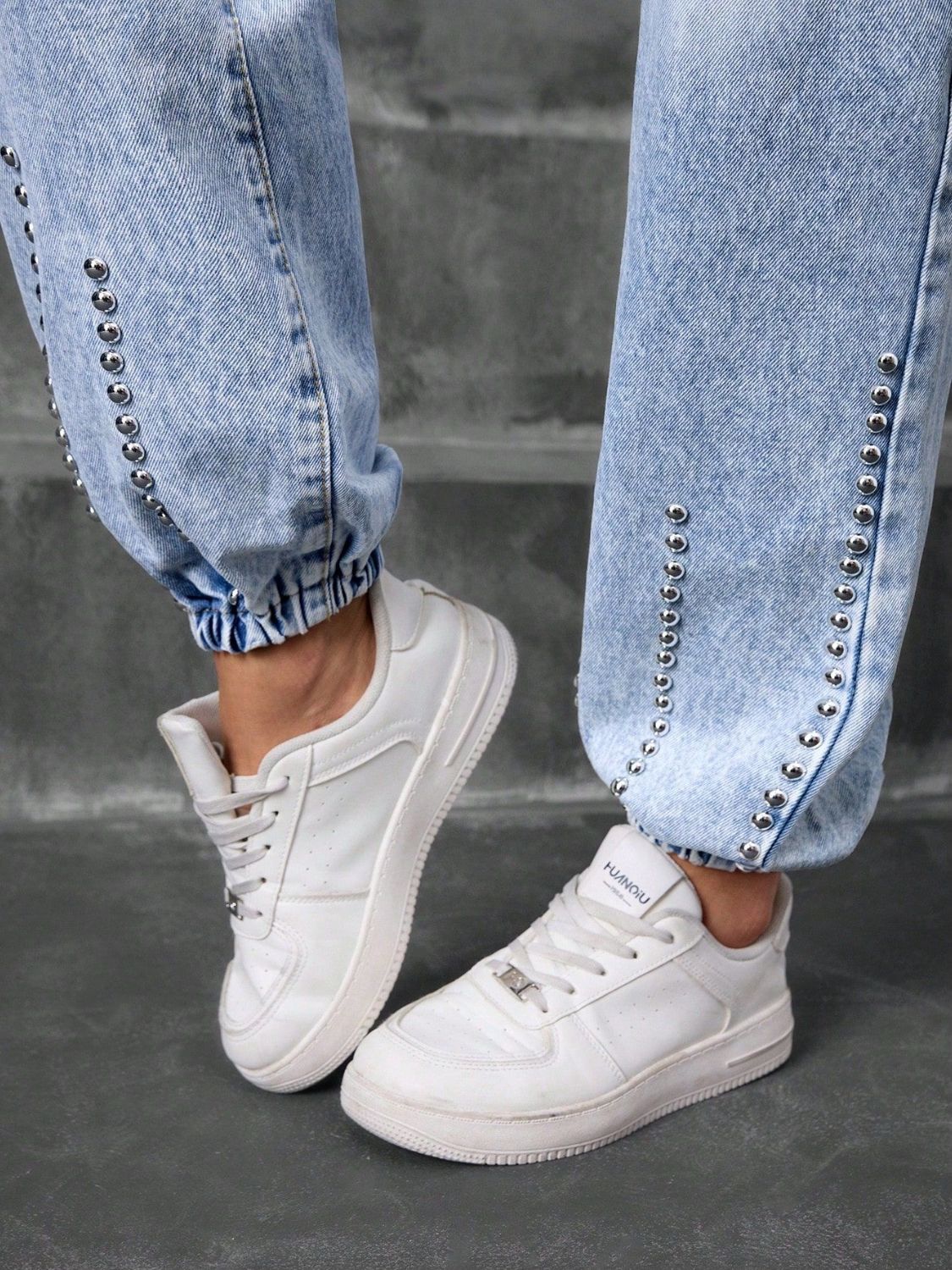Studded High Waist Jeans - The Goddess Galleries
