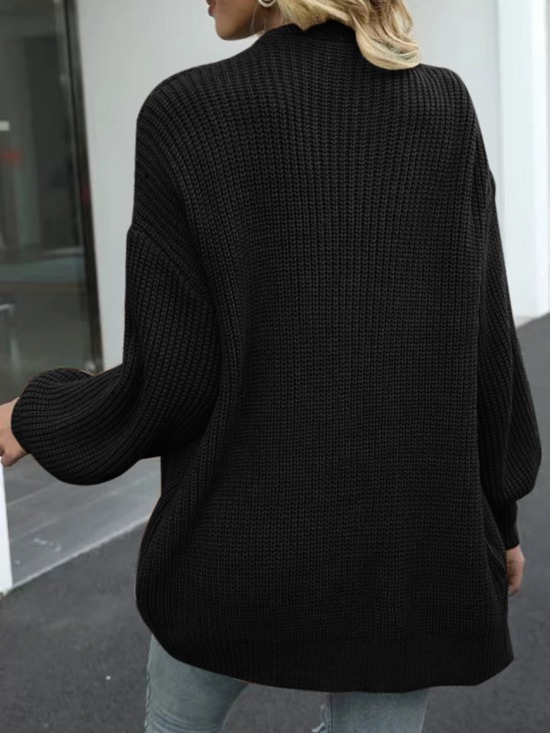 Drop Shoulder Balloon Sleeve Cardigan - The Goddess Galleries