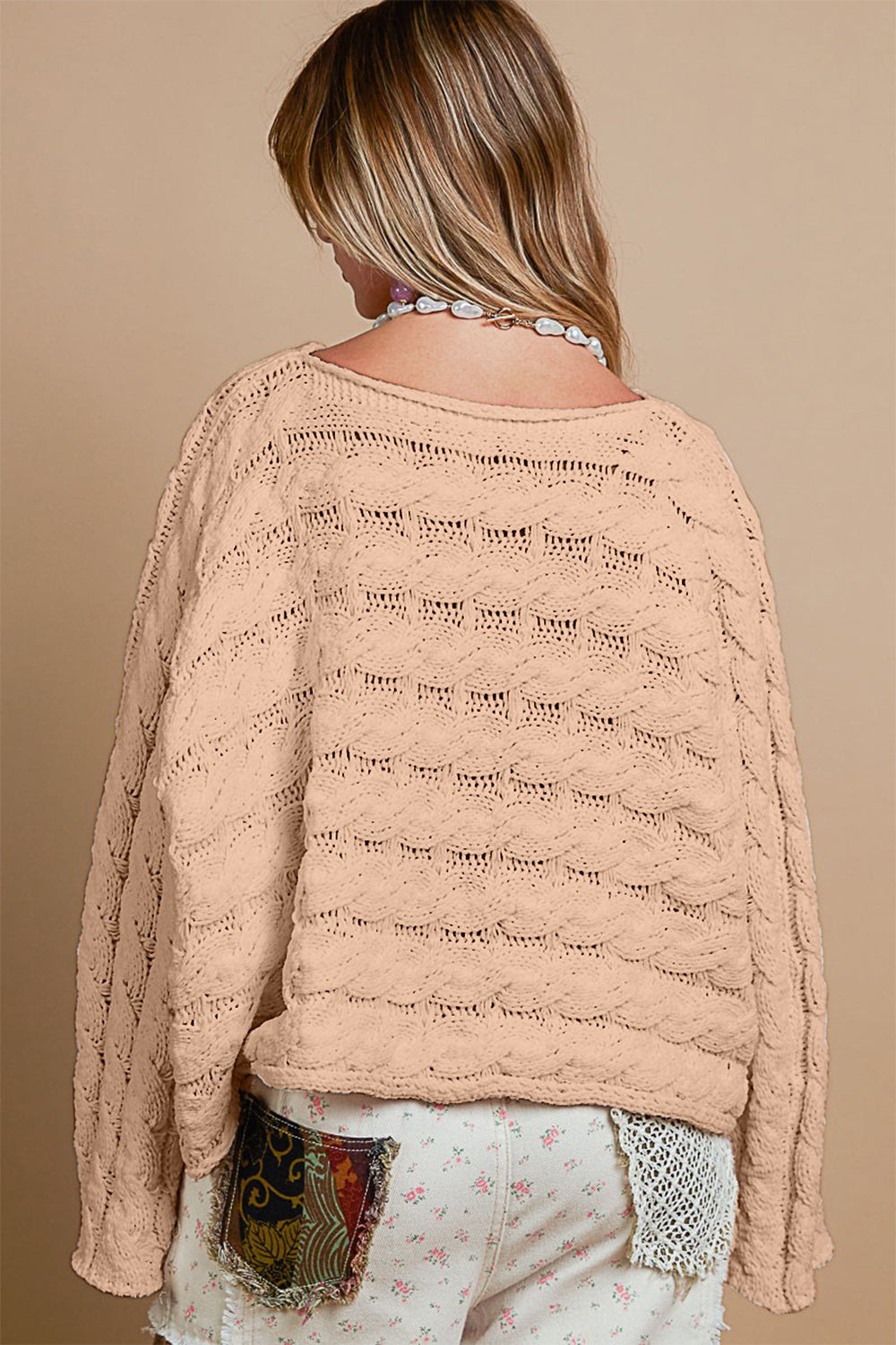 POL Round Neck Cable Knit Cropped Sweater - The Goddess Galleries