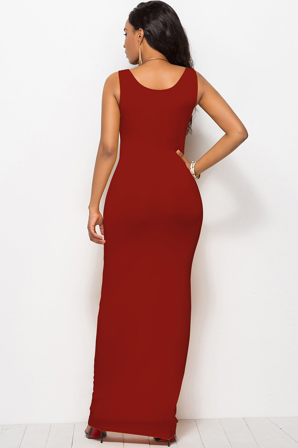 Scoop Neck Wide Strap Maxi Dress - The Goddess Galleries