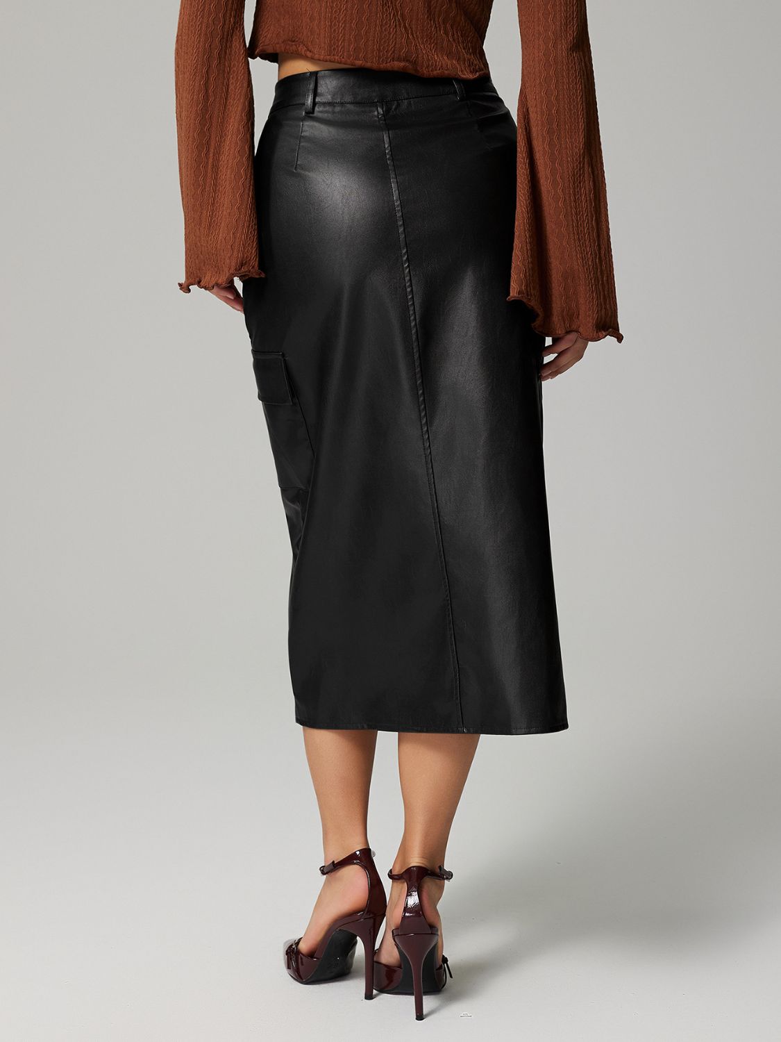 Slit Midi Skirt with Pockets - The Goddess Galleries