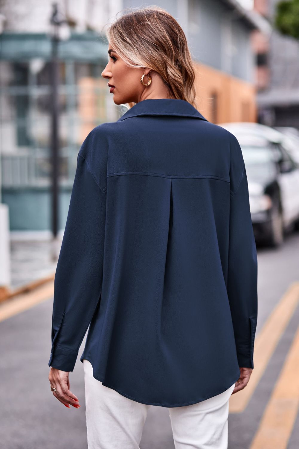 Dropped Shoulder Longline Shirt with Pockets - The Goddess Galleries