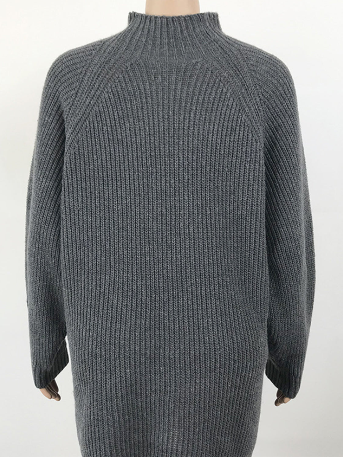 Mock Neck Dropped Shoulder Sweater Dress - The Goddess Galleries