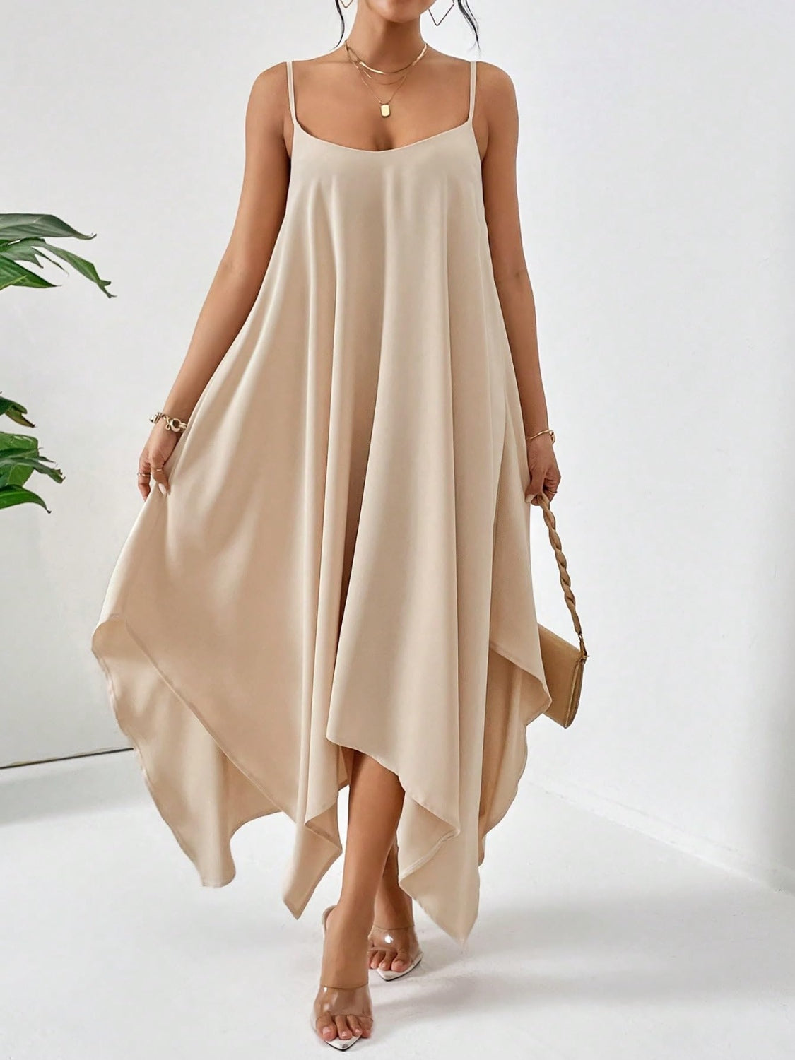 Scoop Neck Midi Cami Dress - The Goddess Galleries