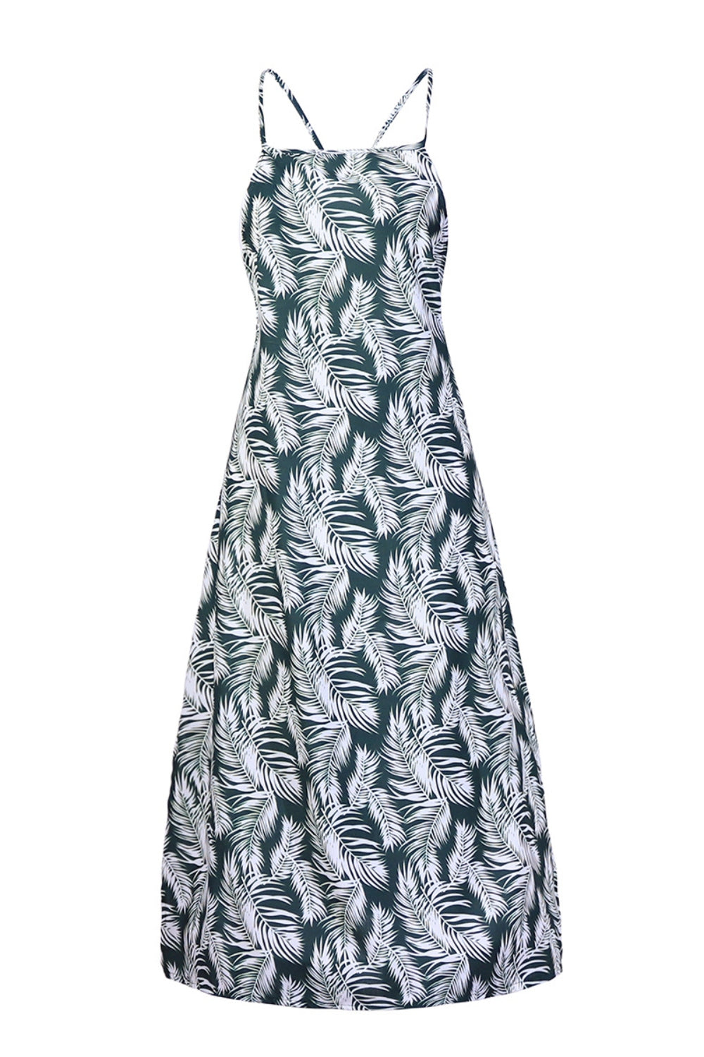Slit Crisscross Printed Sleeveless Cami Dress - The Goddess Galleries