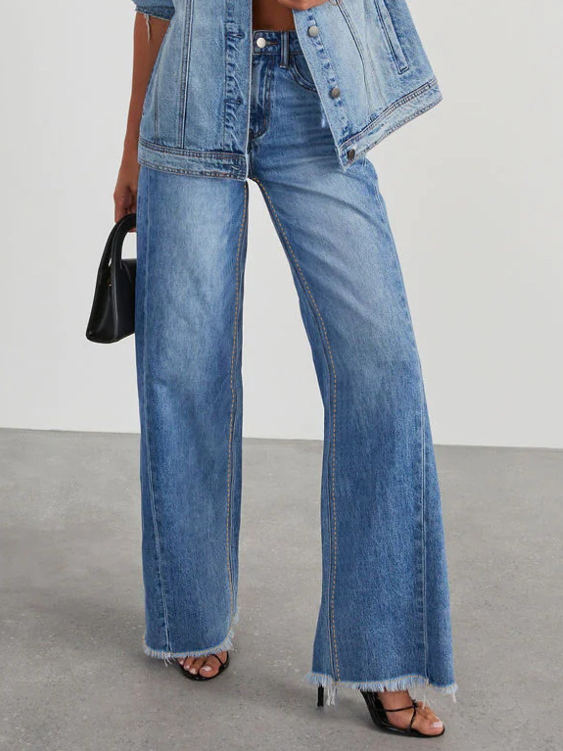 Raw Hem Wide Leg Jeans - The Goddess Galleries