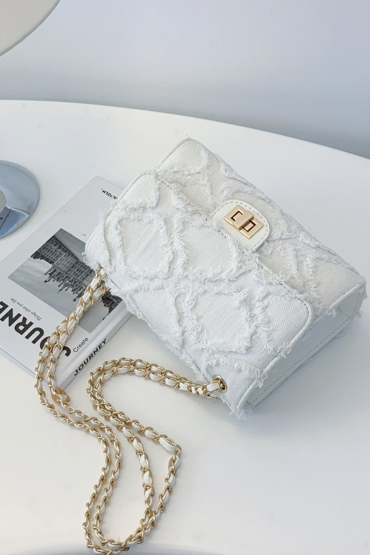Raw Hem Denim Crossbody Bag - The Goddess Galleries