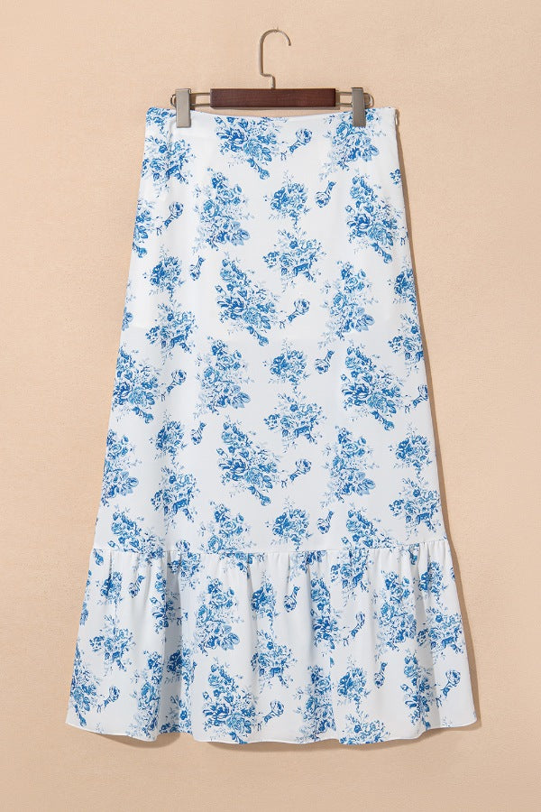 Split Asymmetrical Ruffled Printed Skirt - The Goddess Galleries