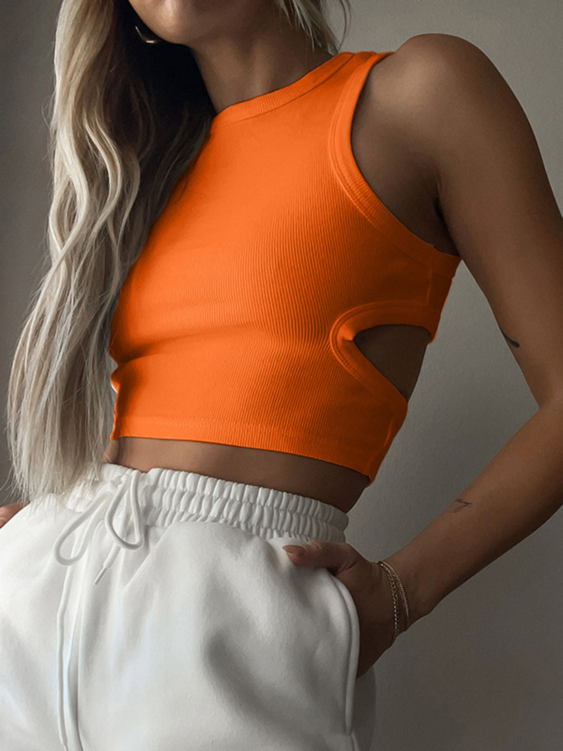 Cutout Round Neck Tank - The Goddess Galleries