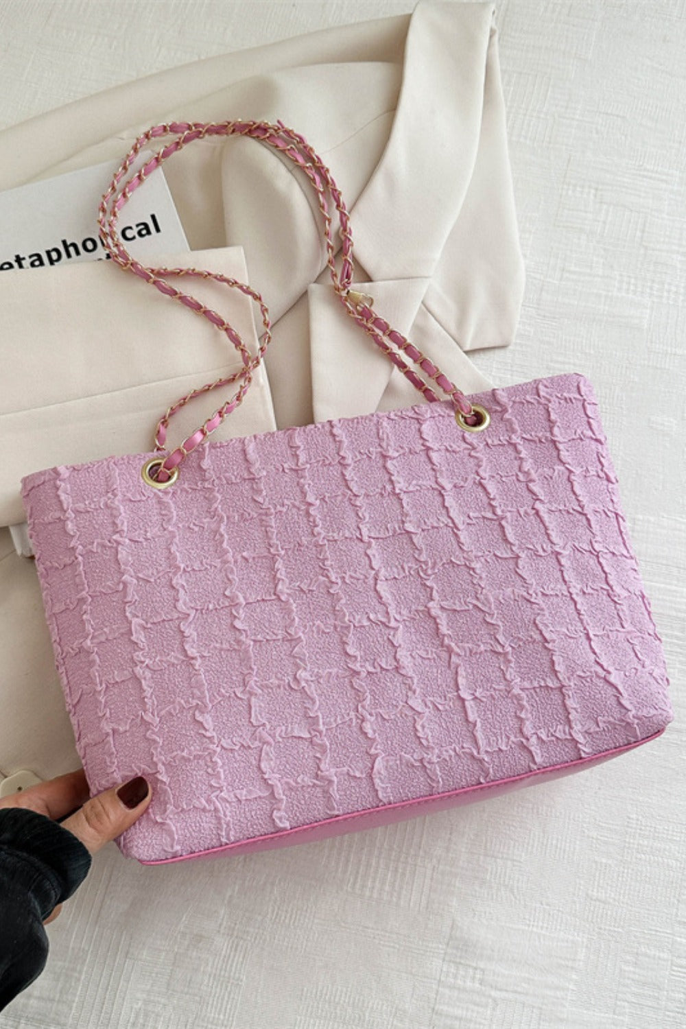 Polyester Texture Chain Tote bag - The Goddess Galleries