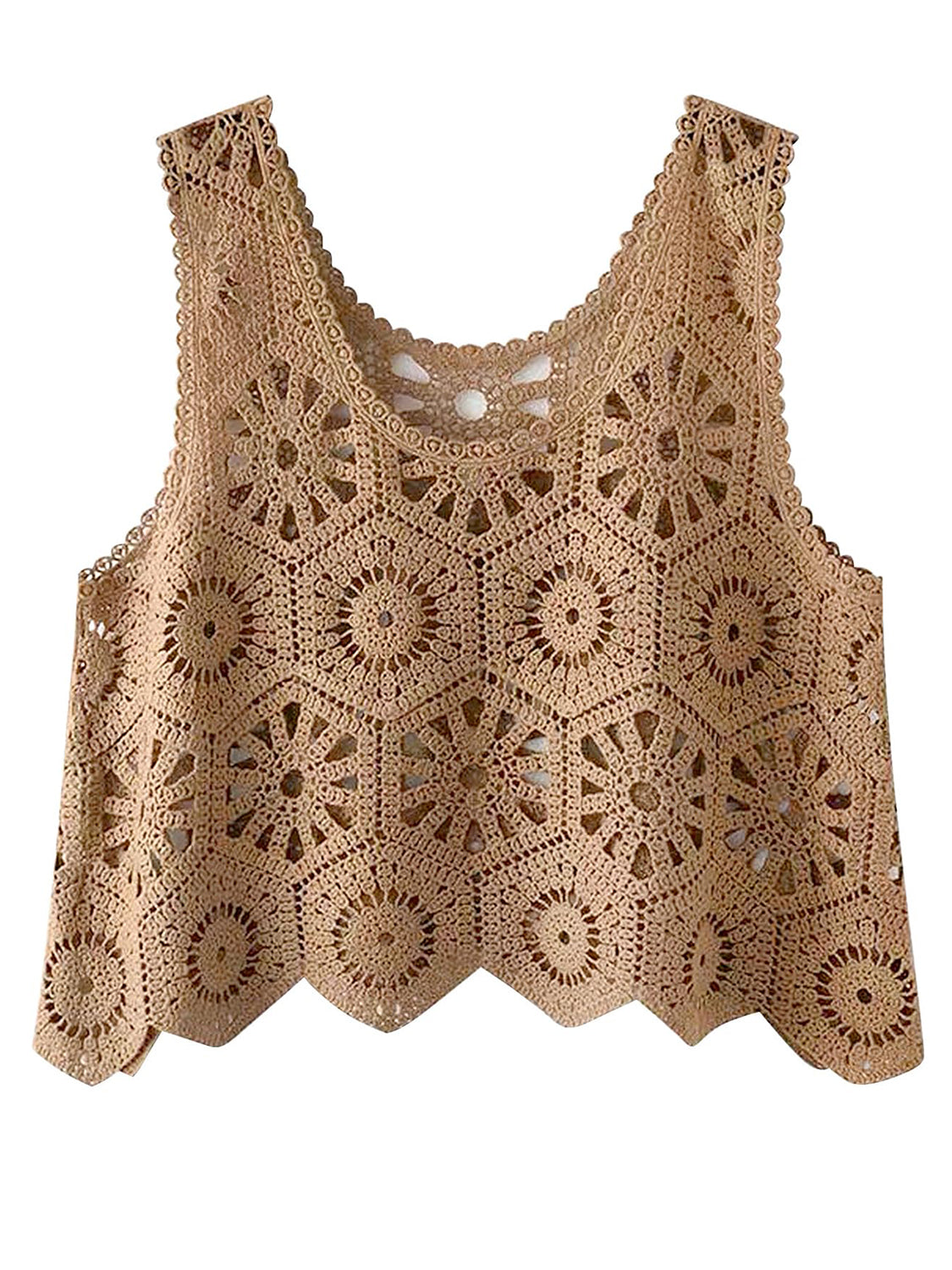 Openwork Round Neck Knit Vest - The Goddess Galleries