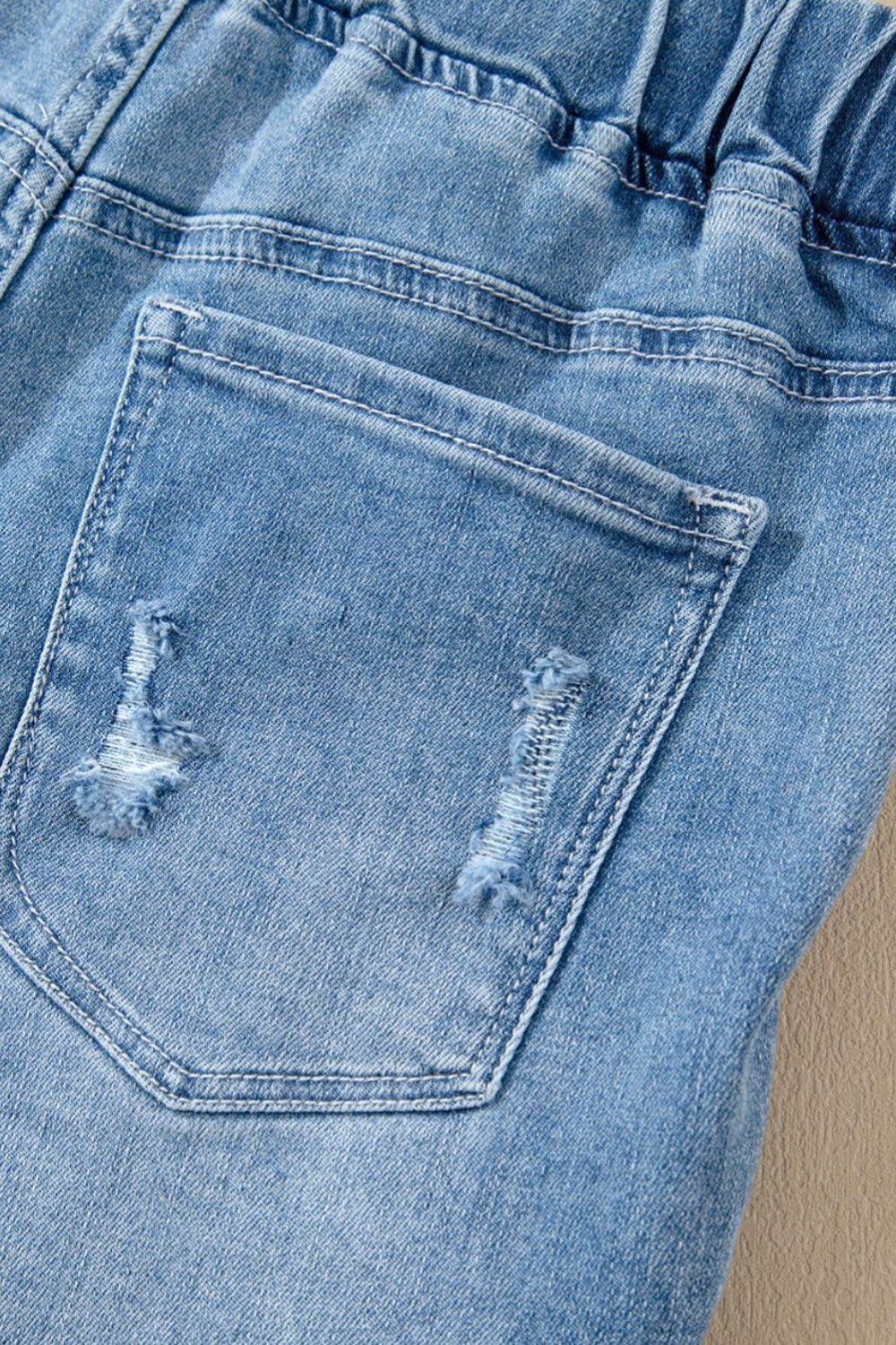 Drawstring High Waist Distressed Denim Shorts - The Goddess Galleries