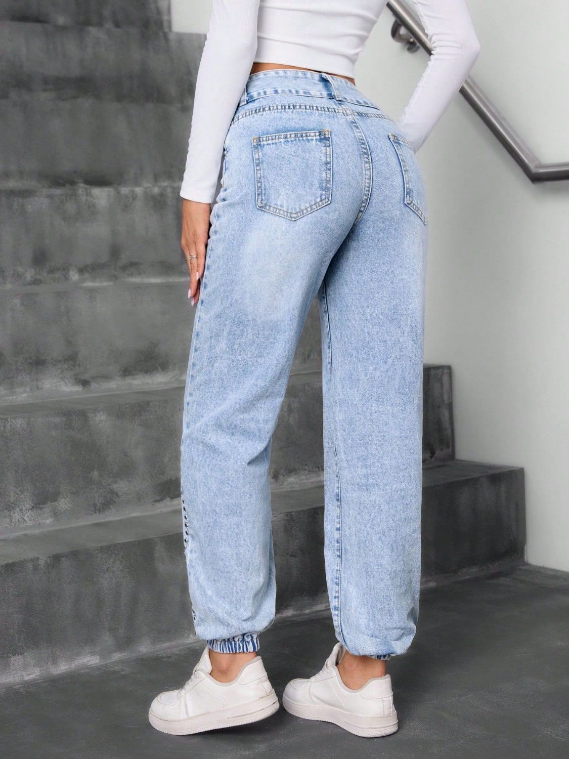 Studded High Waist Jeans - The Goddess Galleries