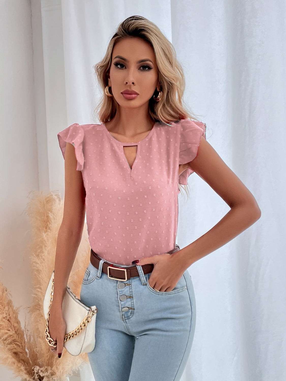 Swiss Dot Cap Sleeve Blouse - The Goddess Galleries