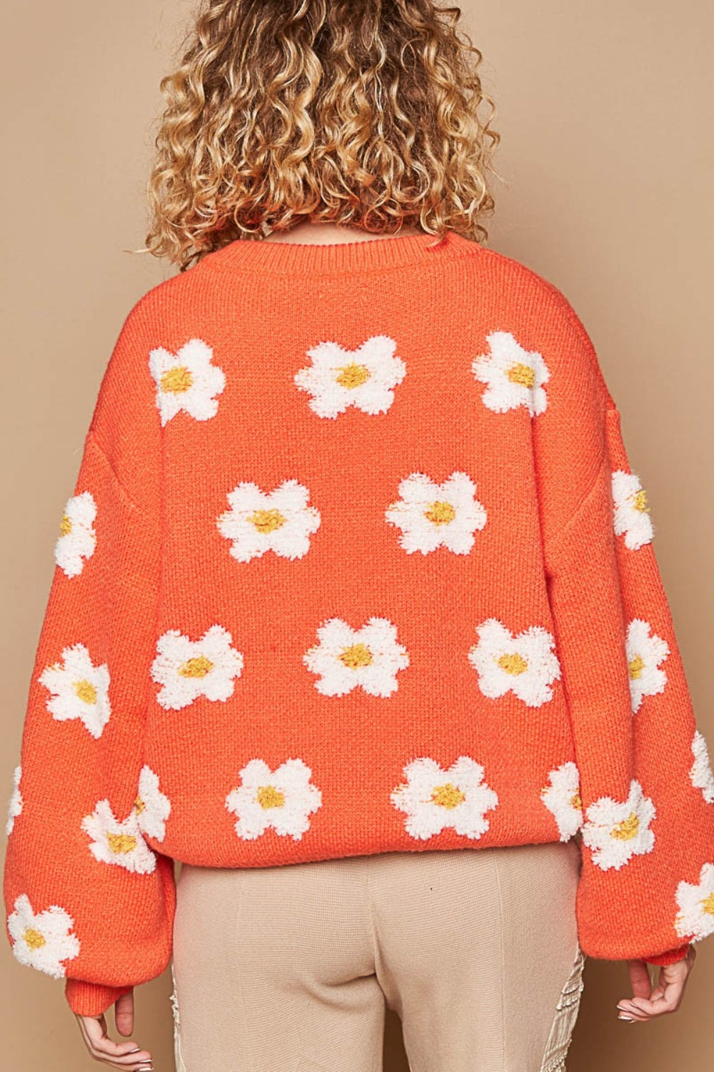 POL Daisy Pattern Drop Shoulder Sweater - The Goddess Galleries