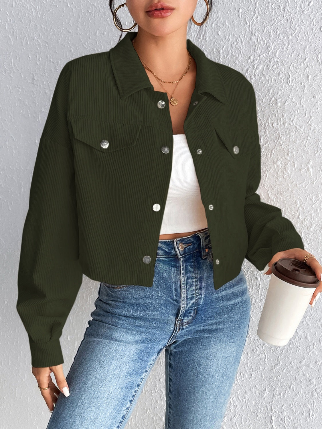 Honey Snap Down Long Sleeve Jacket - The Goddess Galleries