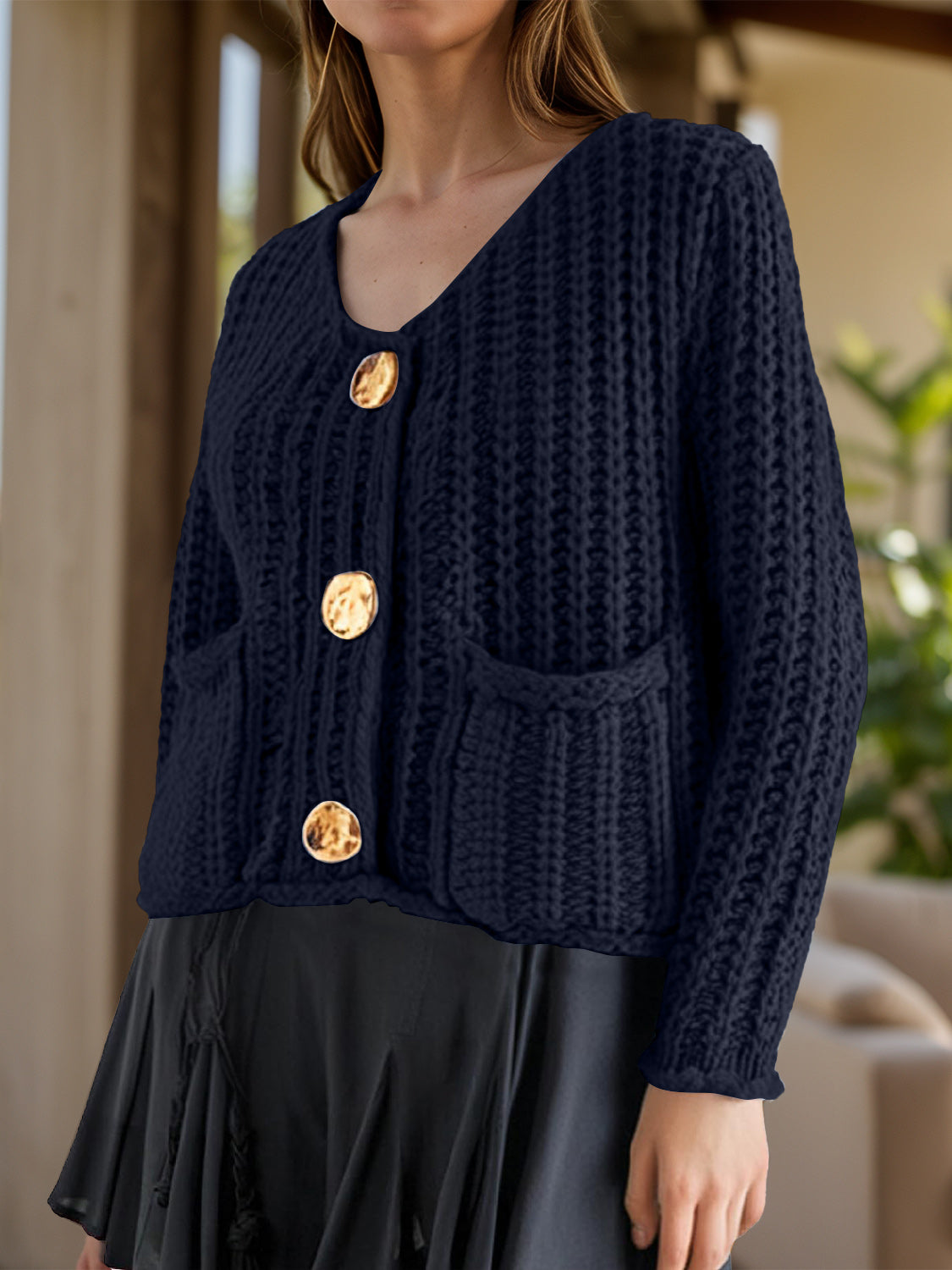 Button Down Long Sleeve Cardigan - The Goddess Galleries