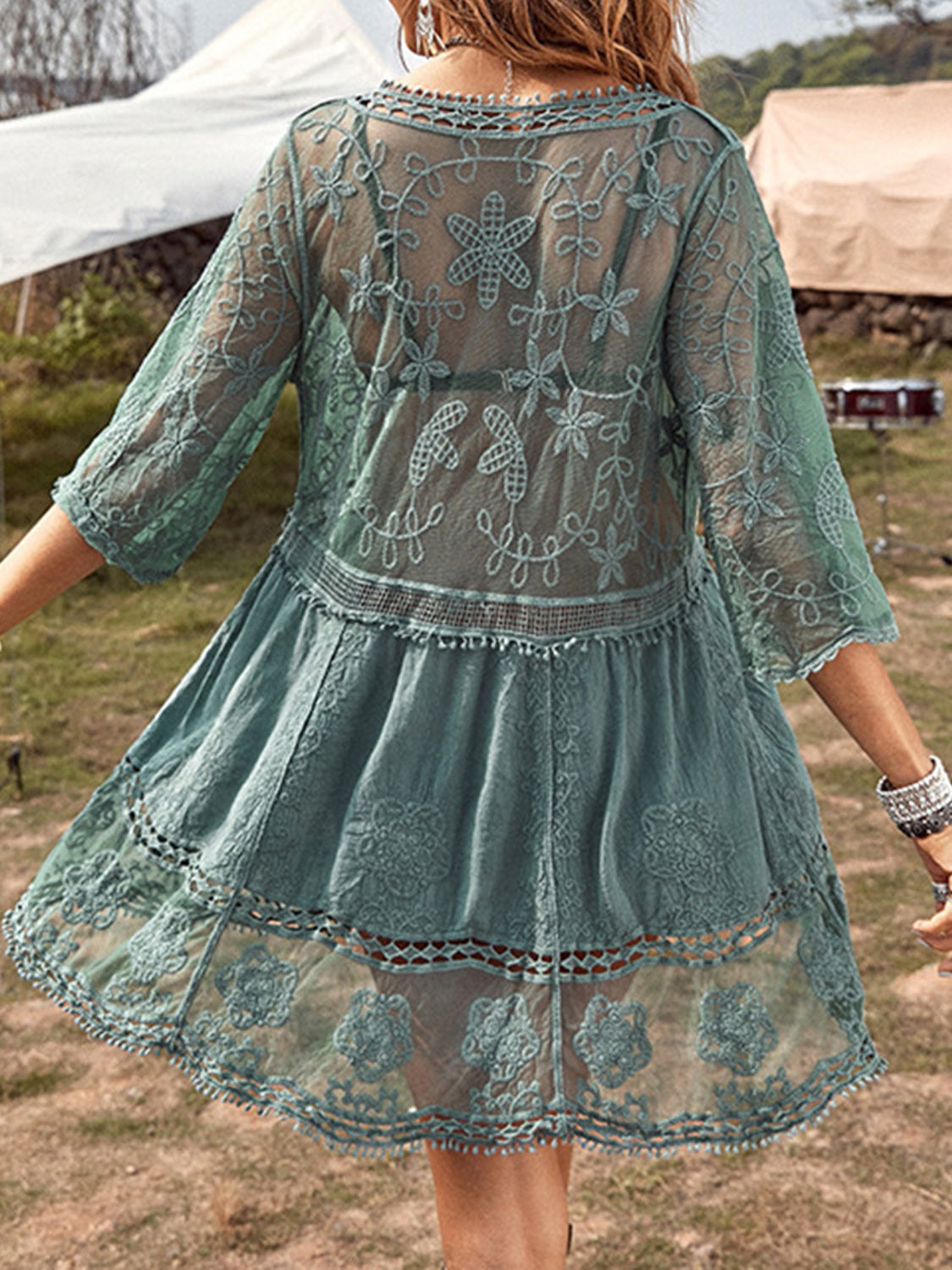 Lace Detail Plunge Cover-Up Dress - The Goddess Galleries