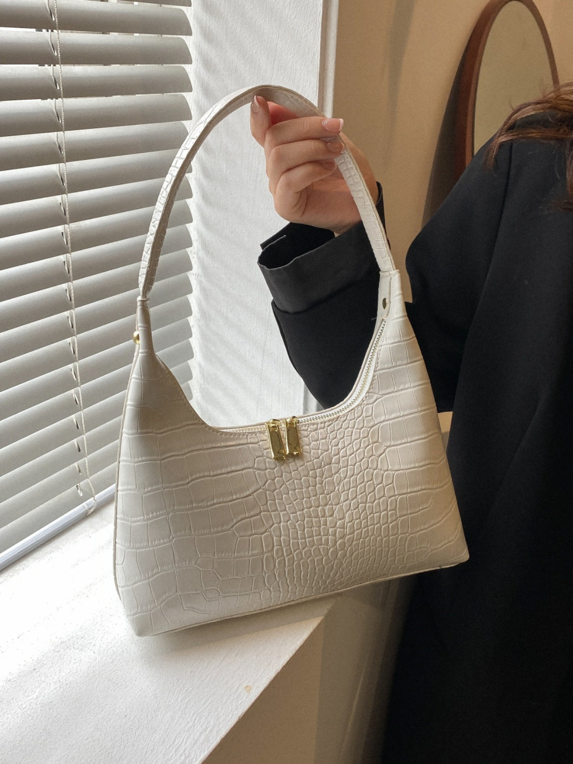 Crocodile Grain Shoulder Bag - The Goddess Galleries