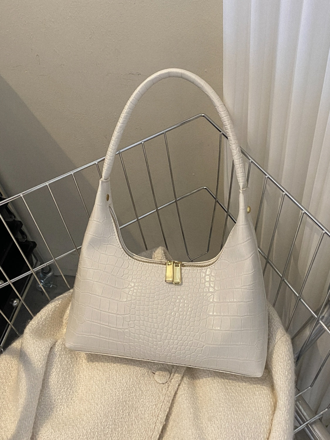 Crocodile Grain Shoulder Bag - The Goddess Galleries