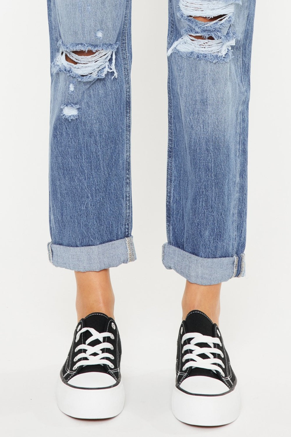 Kancan Mid Rise Distressed Straight Jeans - The Goddess Galleries
