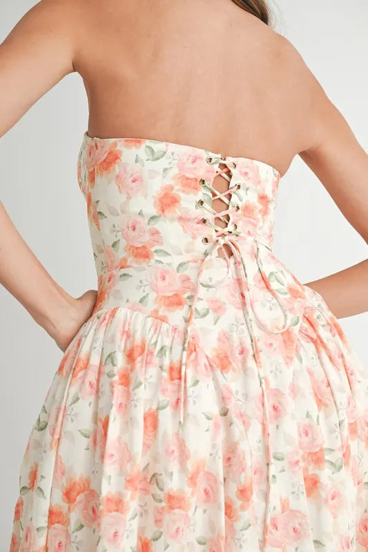 MABLE Sweetheart Neckline Floral Printed Midi Dress - The Goddess Galleries