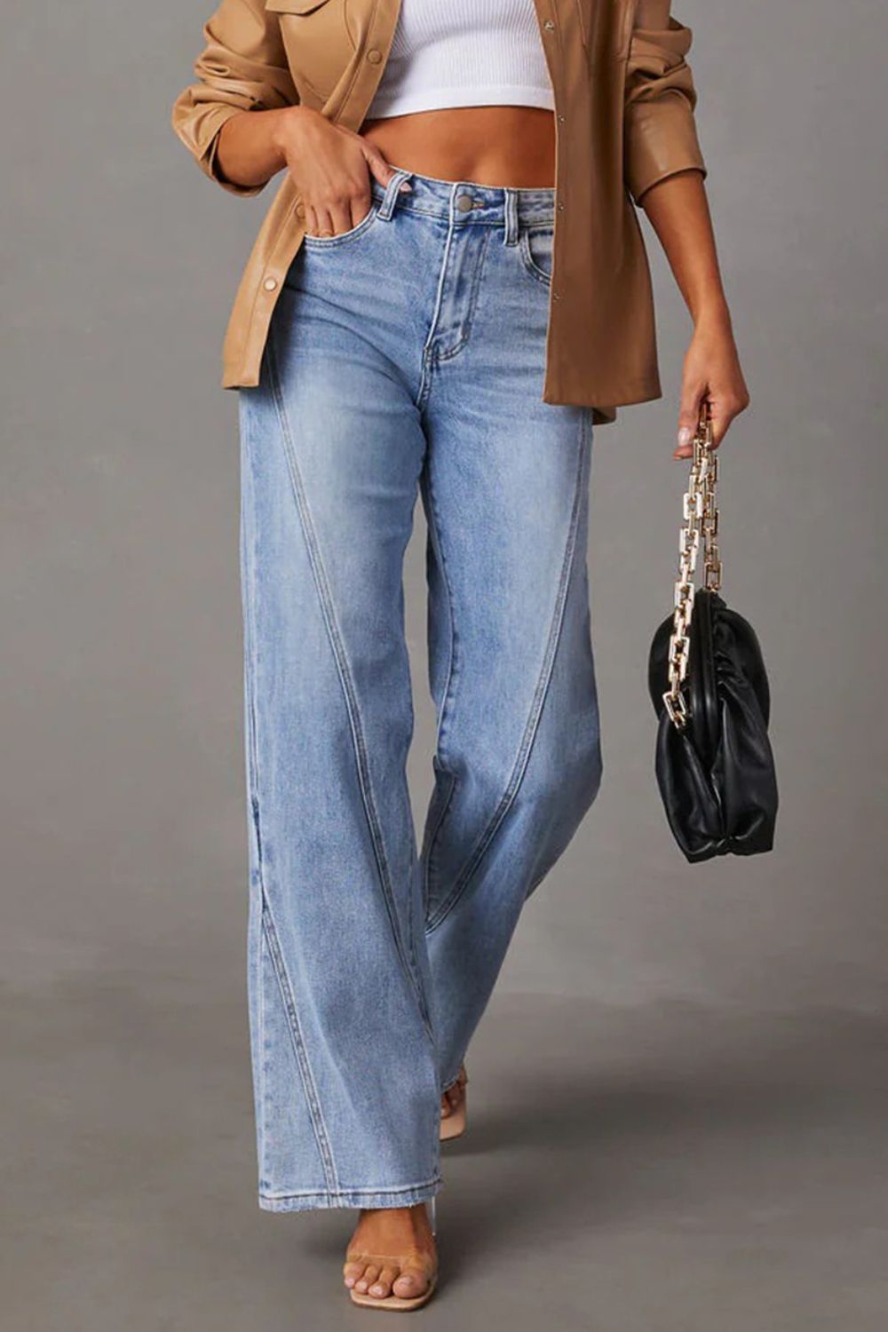 High Waist Straight Jeans with Pockets - The Goddess Galleries