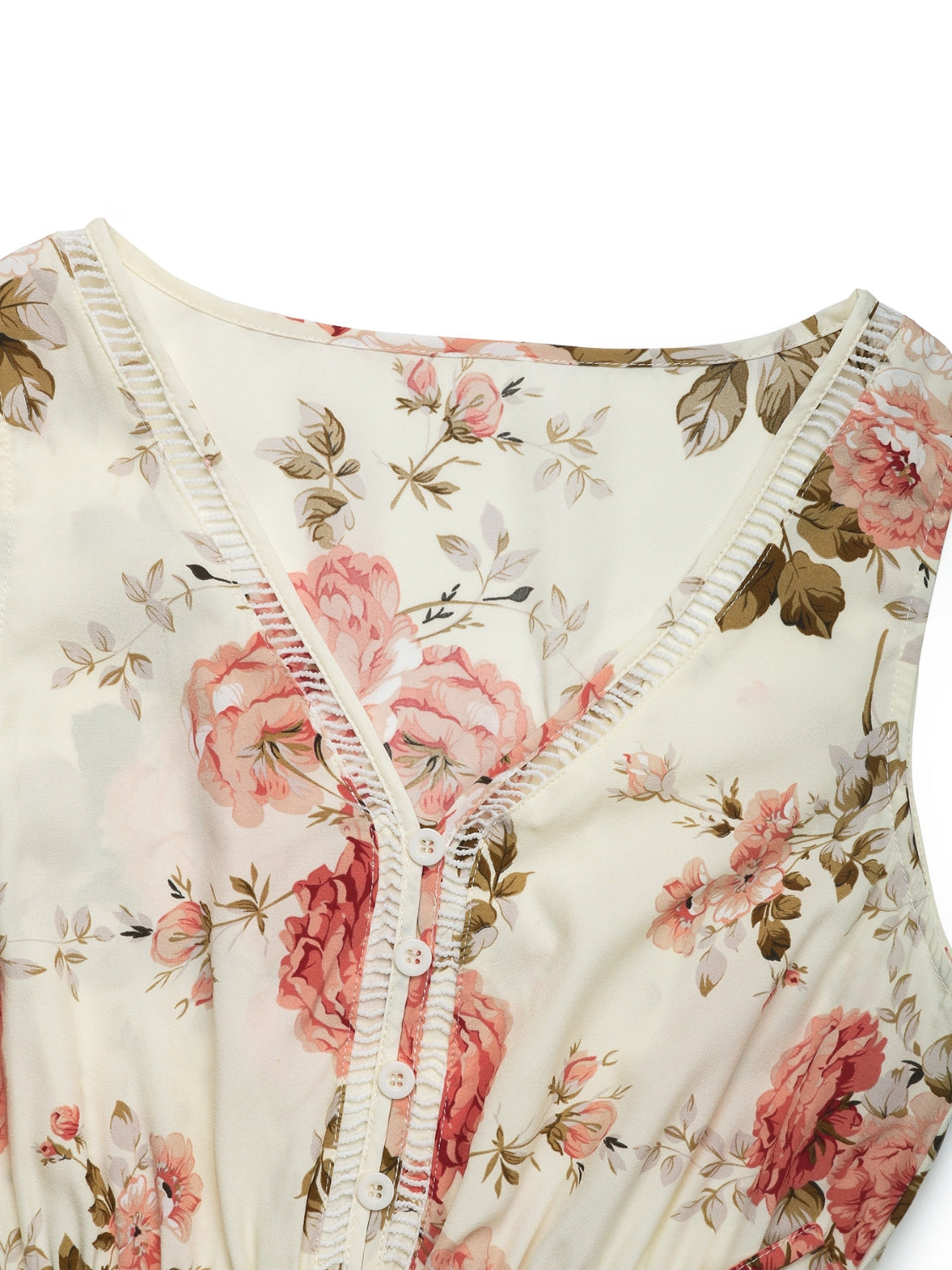 Printed Ruffled Hem V-Neck Sleeveless Dress - The Goddess Galleries