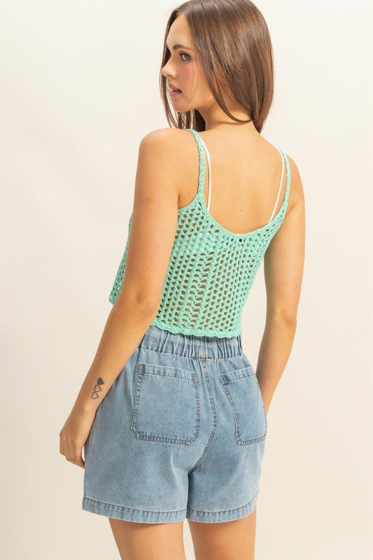 HYFVE Scoop Neck Cropped Crochet Cover Up Cami - The Goddess Galleries