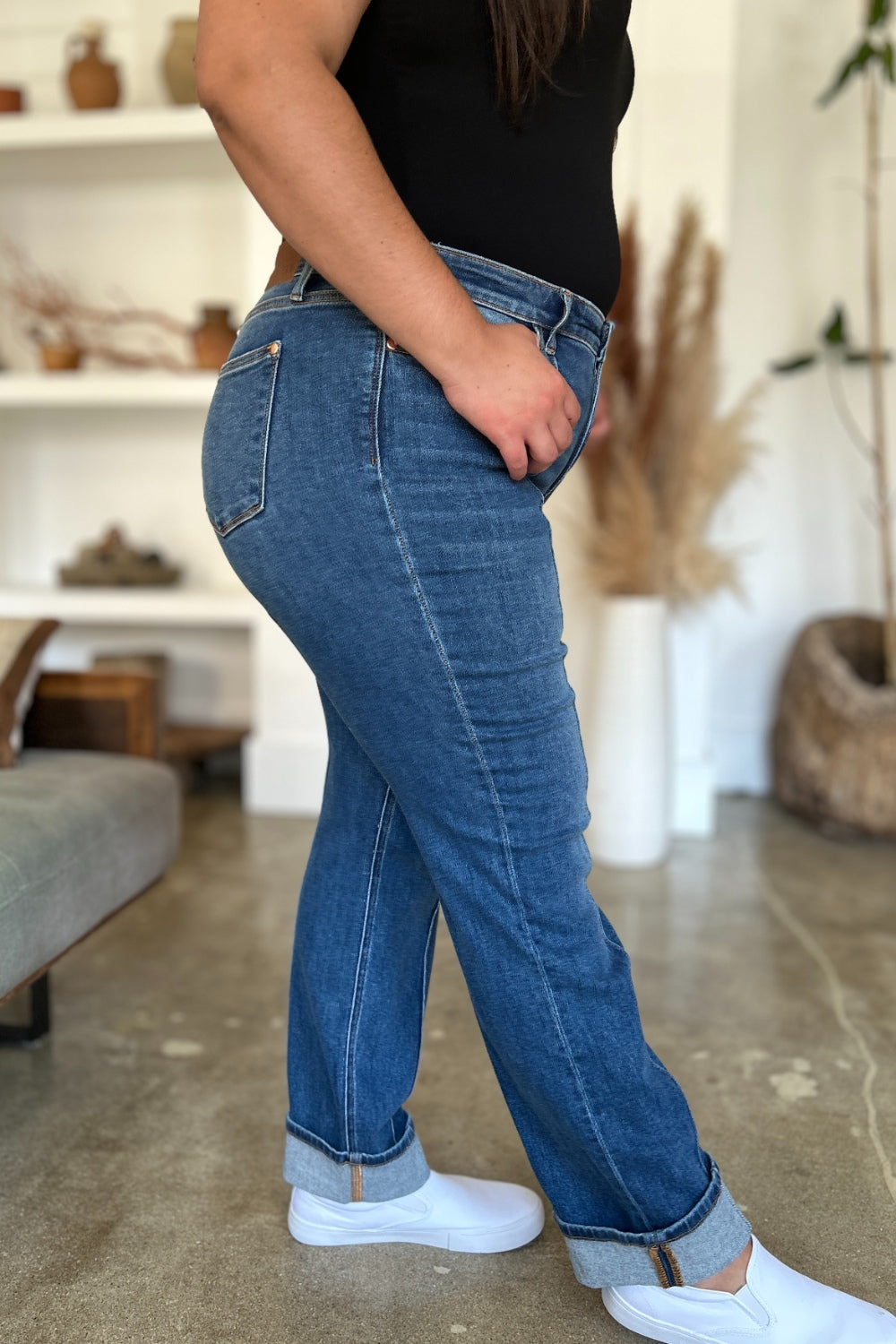 Judy Blue Full Size High Waist Front Seam Detail Straight Jeans - The Goddess Galleries