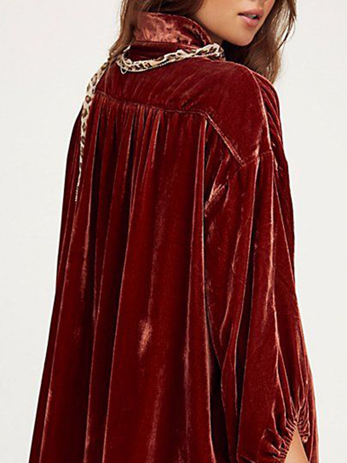 Collared Neck Button Down Long Sleeve Shirt - The Goddess Galleries