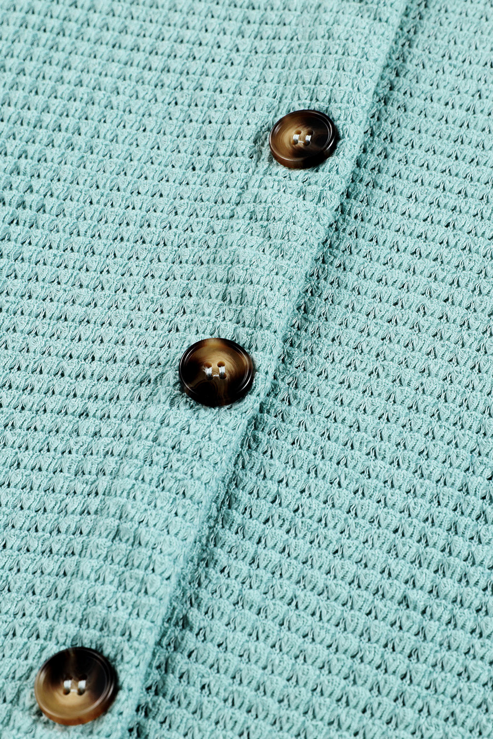 Waffle-Knit Collared Neck Long Sleeve Shirt - The Goddess Galleries