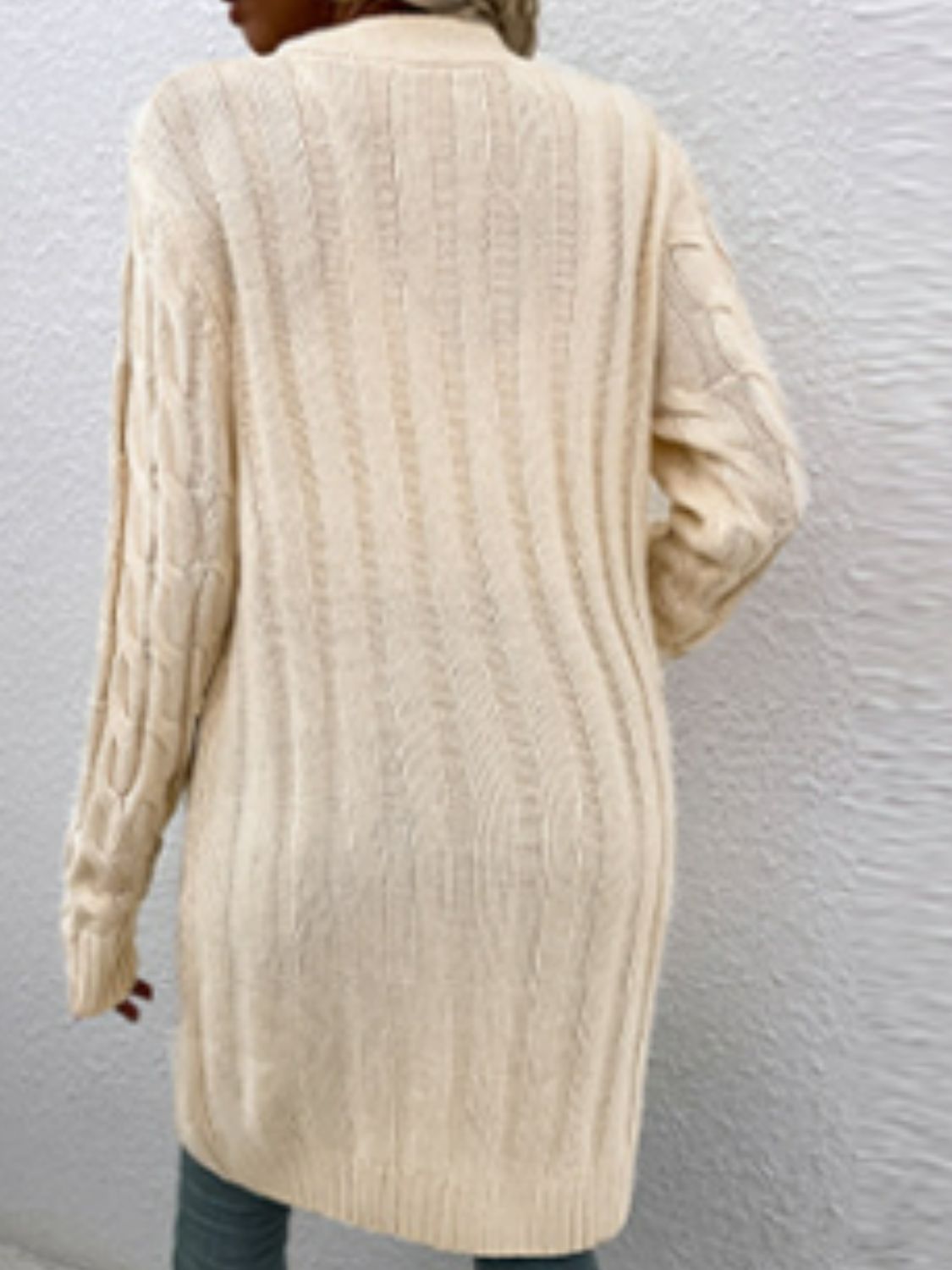 Cable-Knit Button Down Cardigan with Pockets - The Goddess Galleries