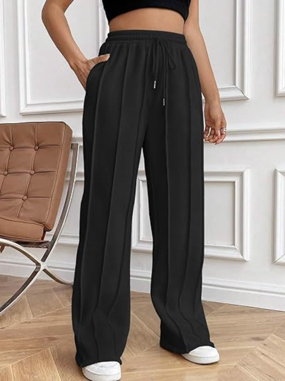 Drawstring Wide Leg Pants with Pockets - The Goddess Galleries