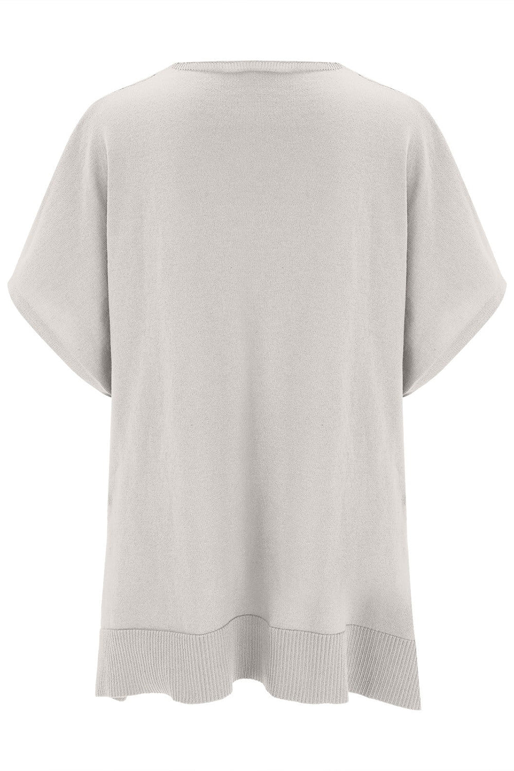 Slit V-Neck Half Sleeve Knit Top - The Goddess Galleries