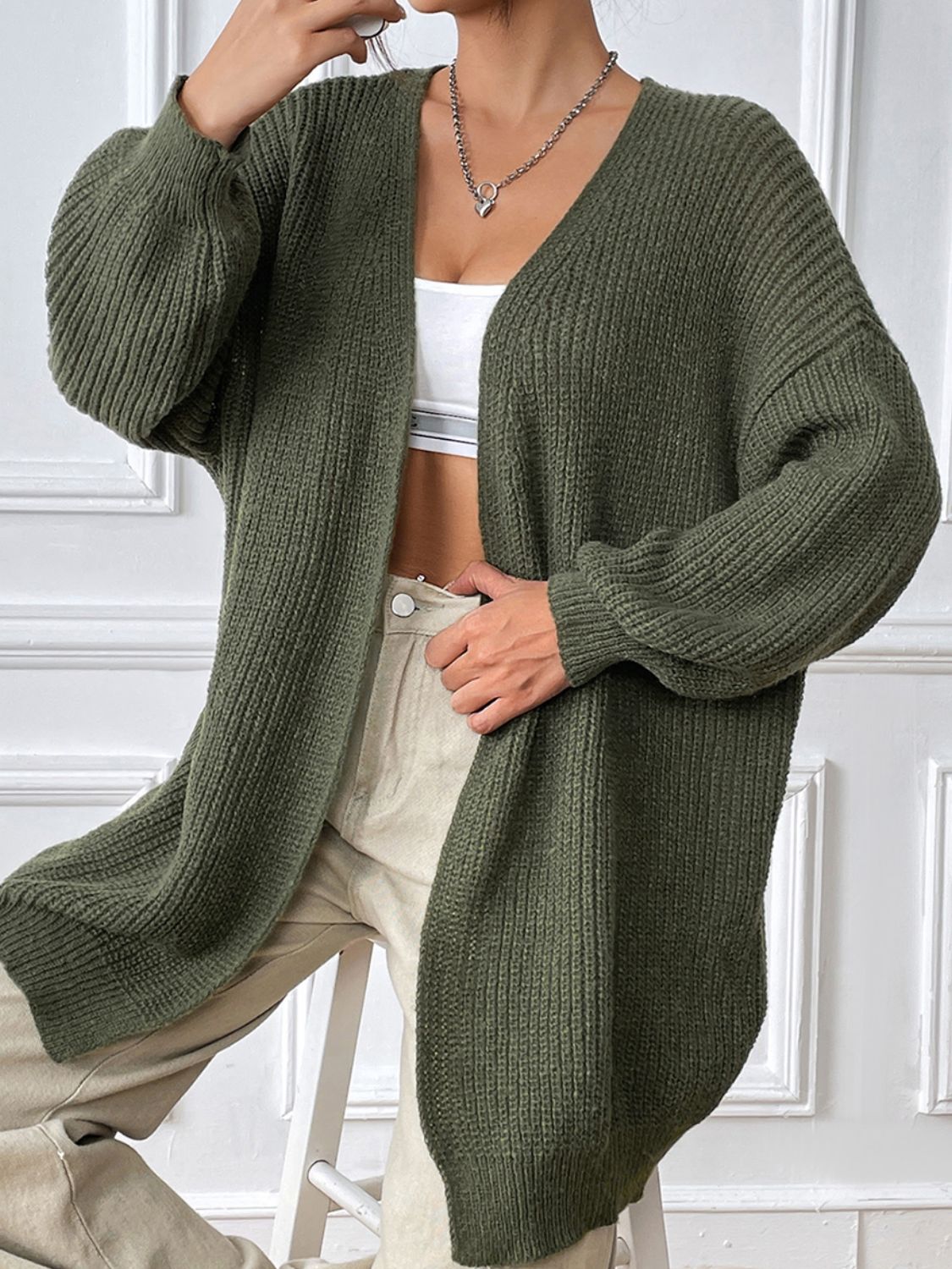 Open Front Long Sleeve Cardigan - The Goddess Galleries