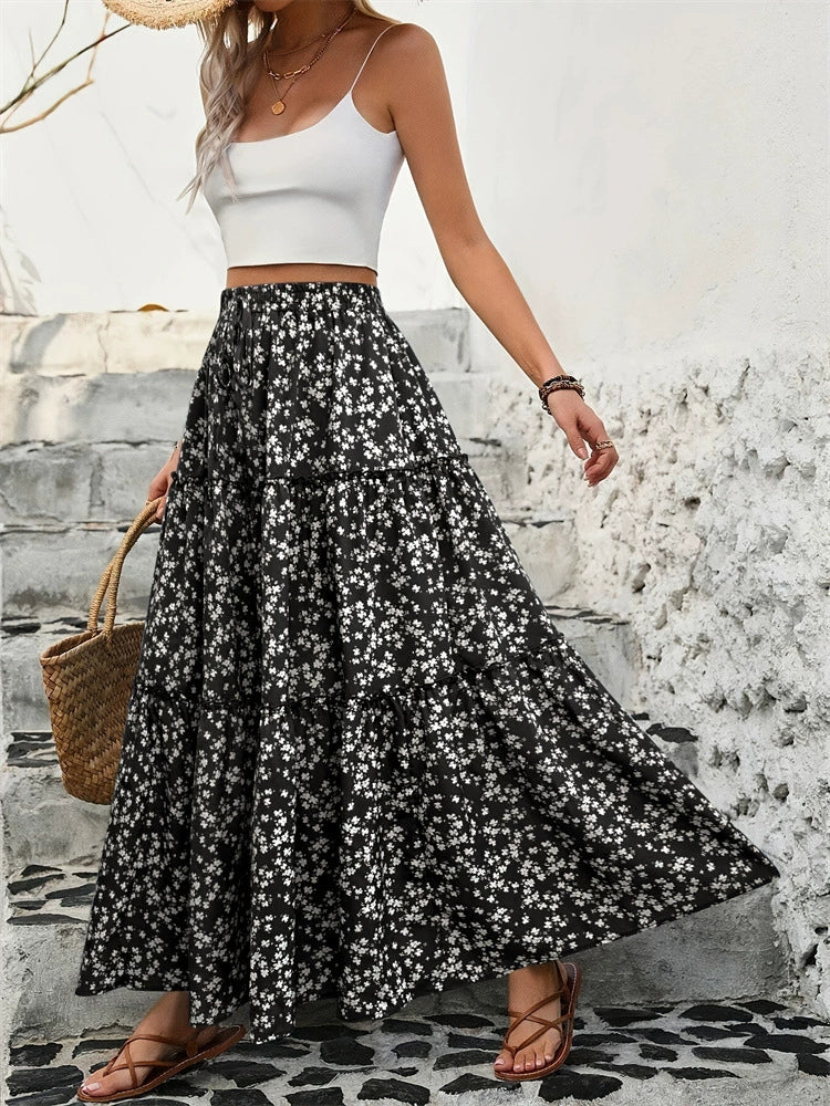 Tiered Floral Maxi Skirt - The Goddess Galleries