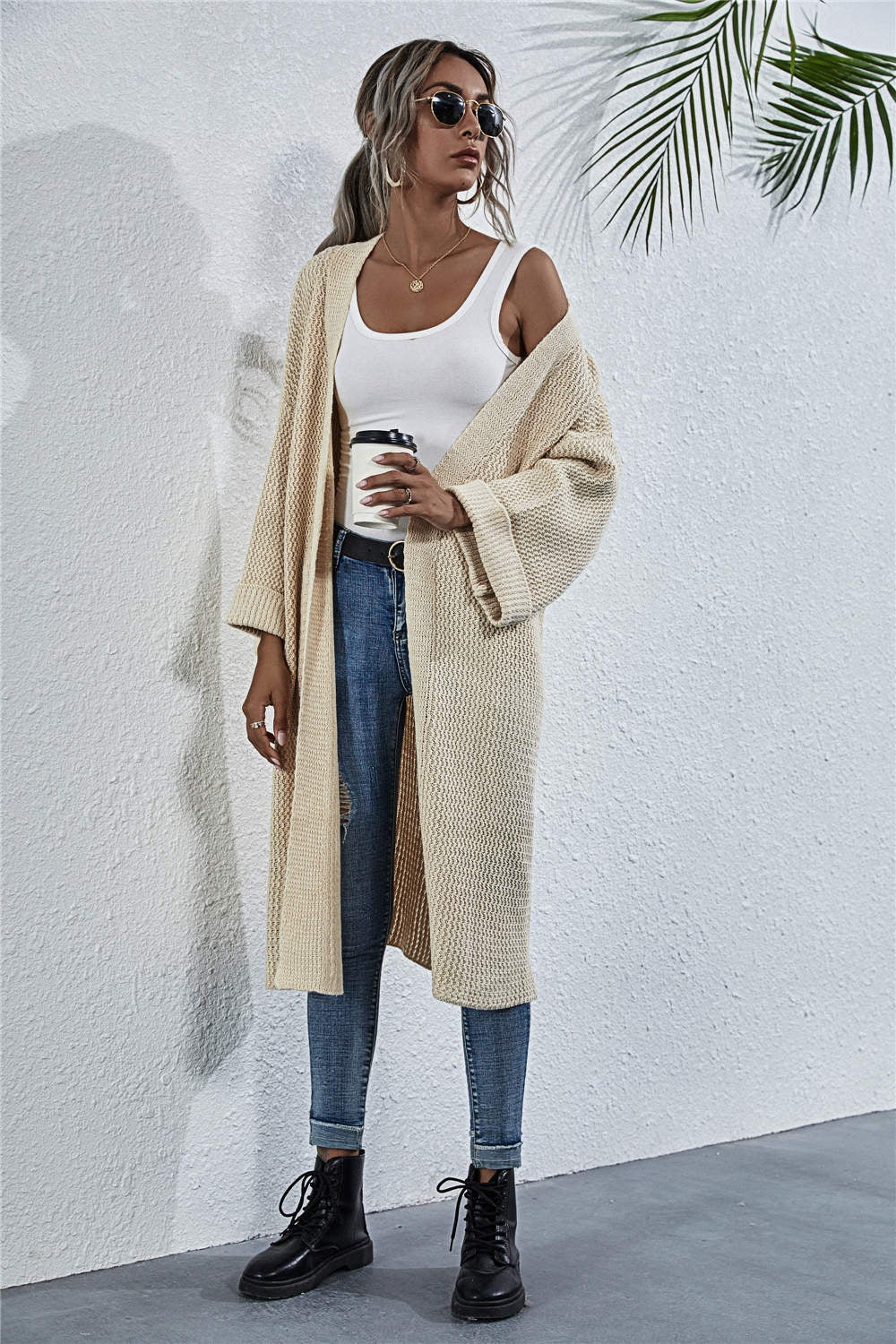 Open Front Long Sleeve Cardigan - The Goddess Galleries