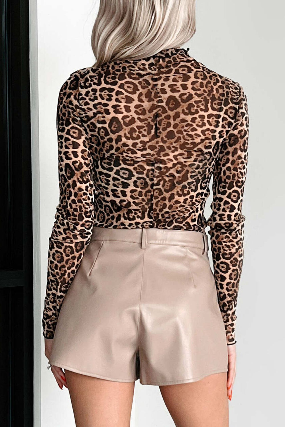 Lovelet Leopard Mock Neck Long Sleeve T-Shirt - The Goddess Galleries