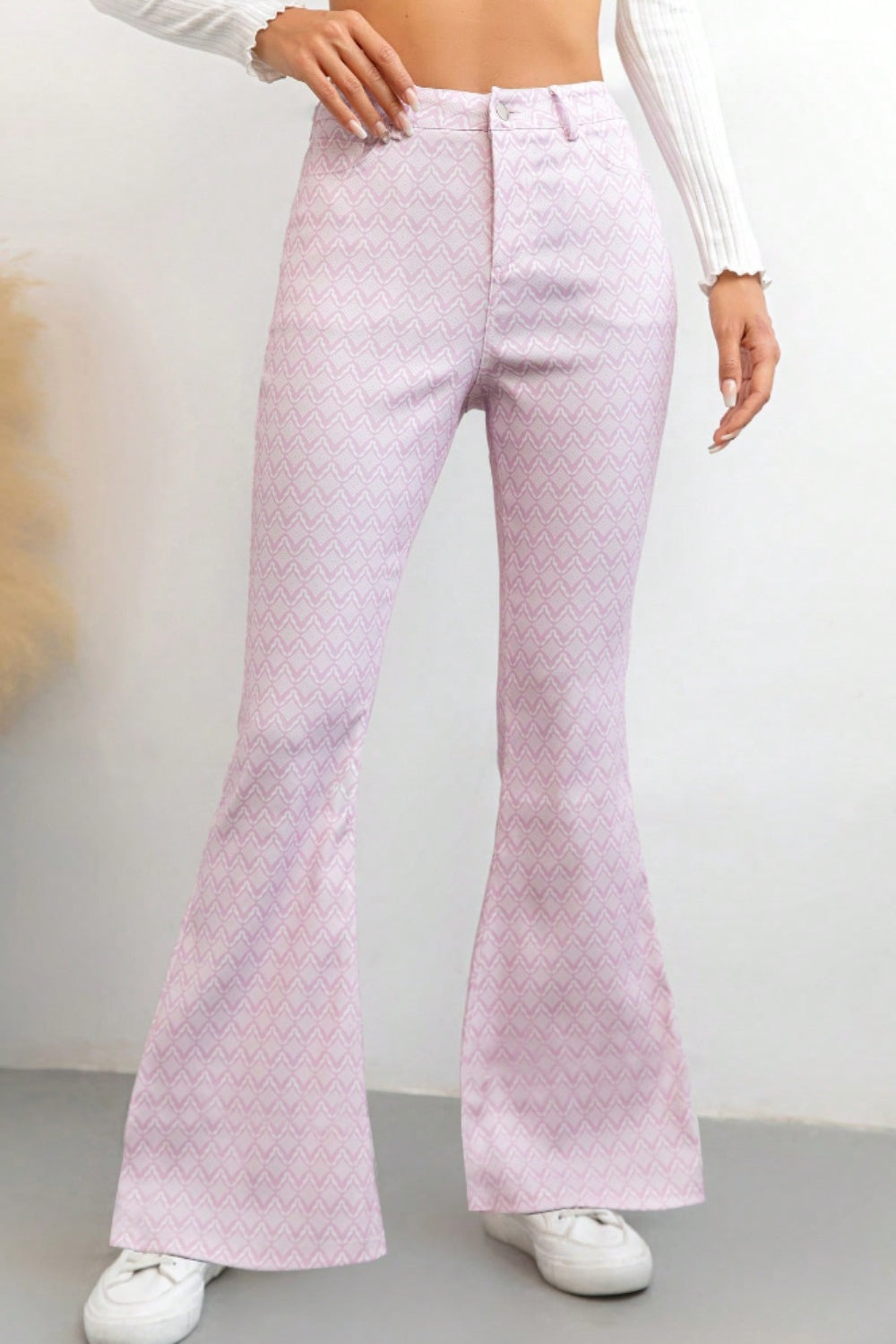 Printed High Waist Flare Pants with Pockets - The Goddess Galleries