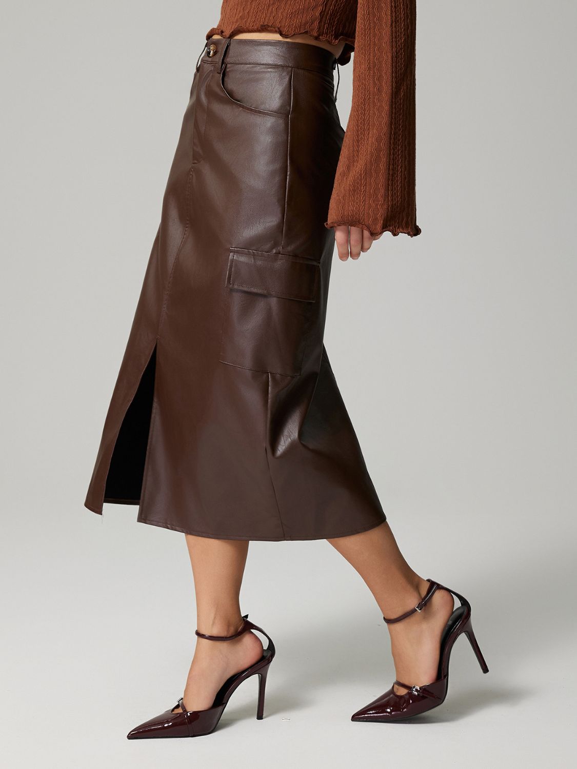 Slit Midi Skirt with Pockets - The Goddess Galleries