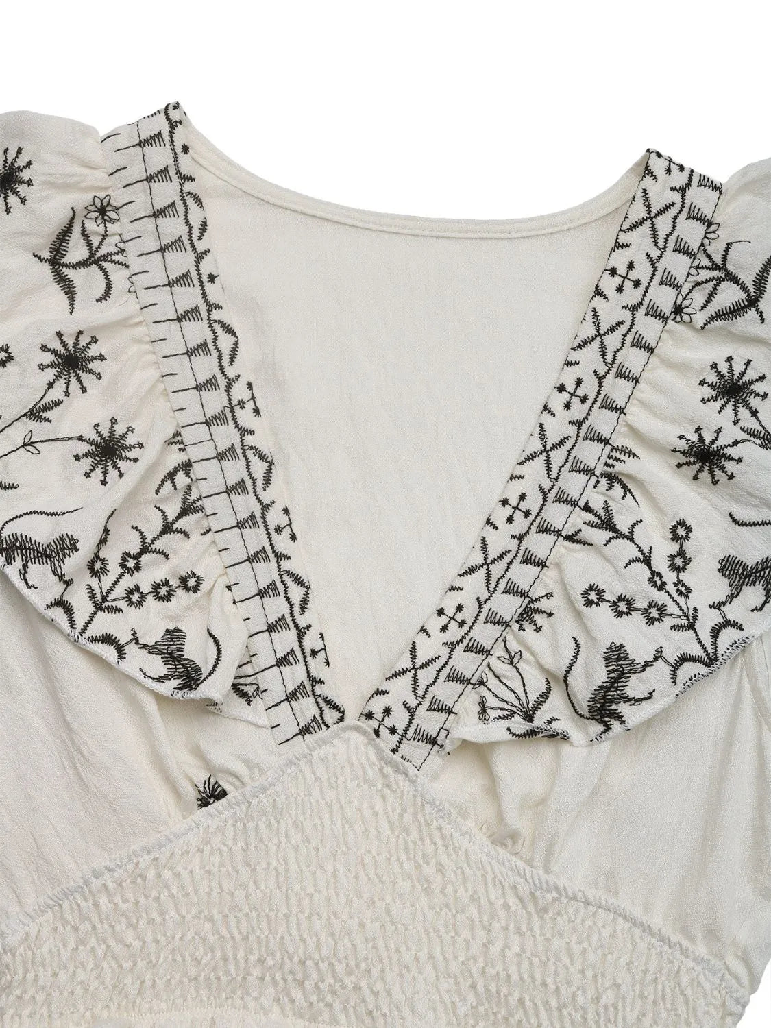 Smocked Ruffled Cap Sleeve Mini Dress - The Goddess Galleries