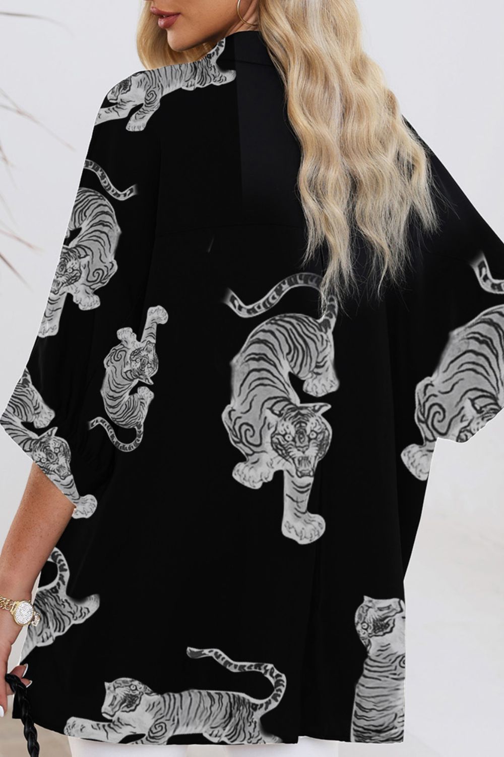 Tiger Pattern Button Up Long Sleeve Shirt - The Goddess Galleries