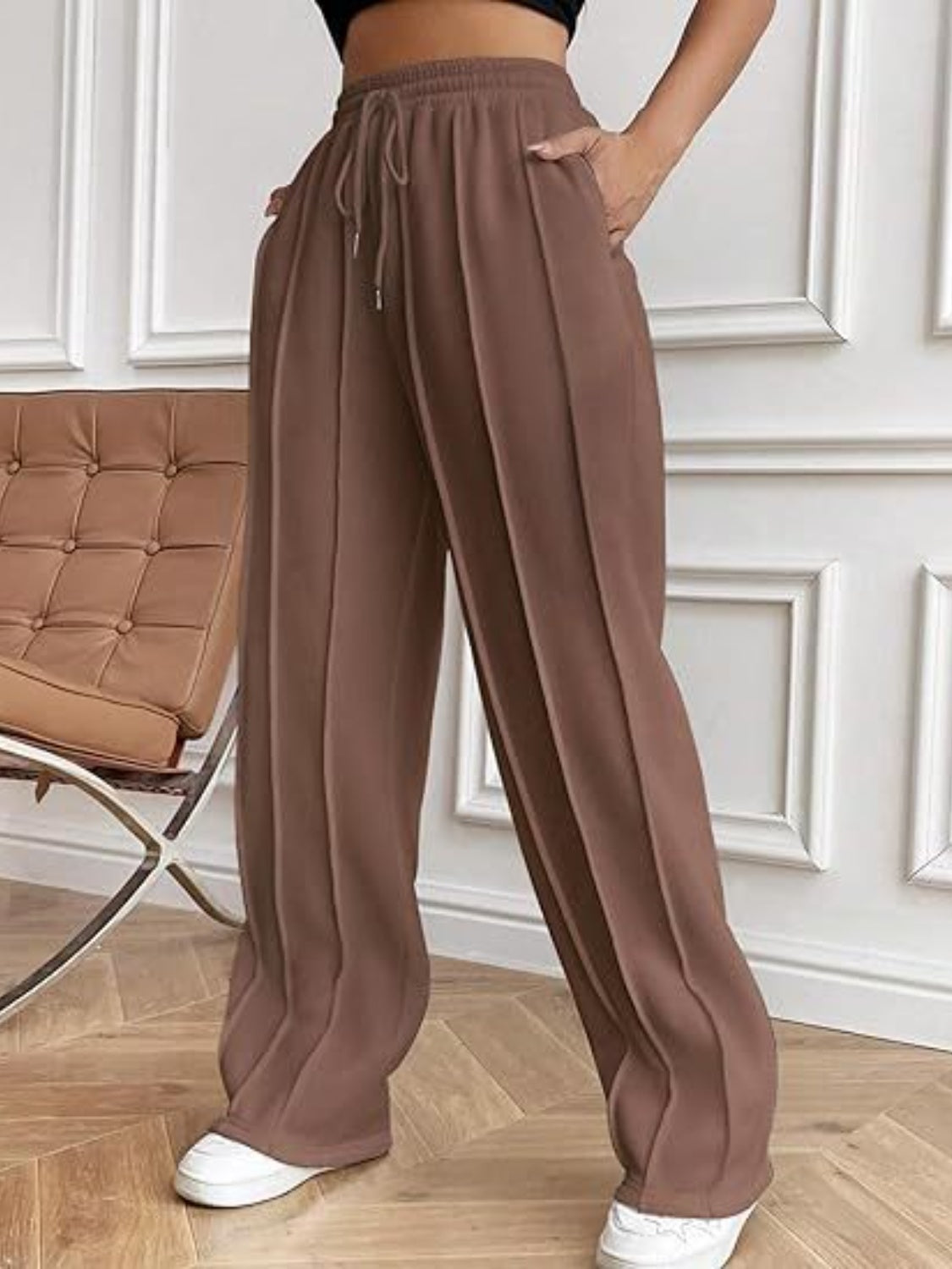 Drawstring Wide Leg Pants with Pockets - The Goddess Galleries